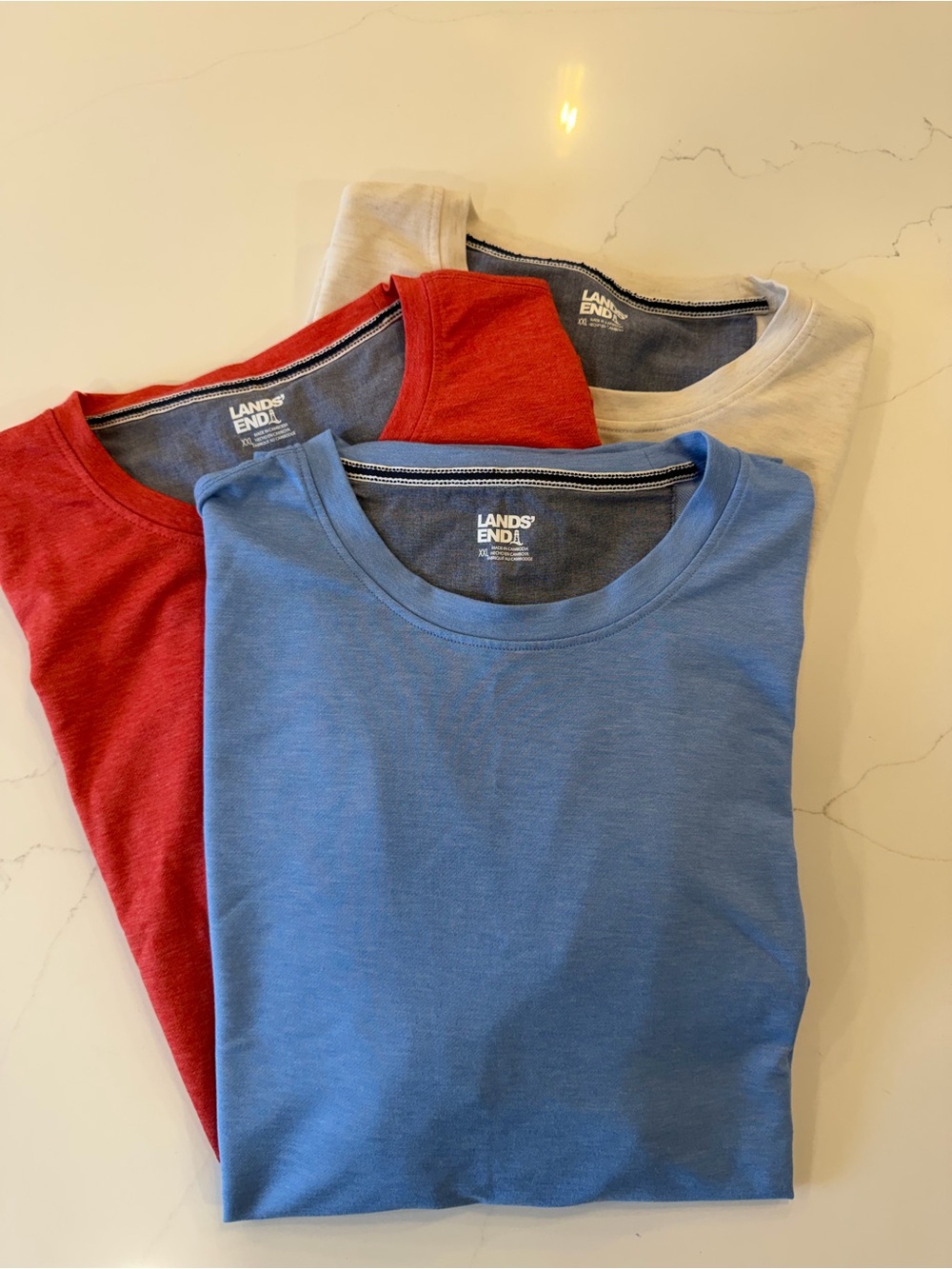 Lands' End Short-Sleeve Tee Set in Blue, Red, Cream